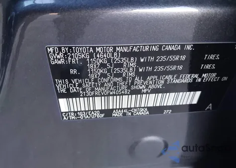 2015 Toyota Rav4 Limited z USA, uszkodzony, nr VIN 2T3DFREV0FW405482